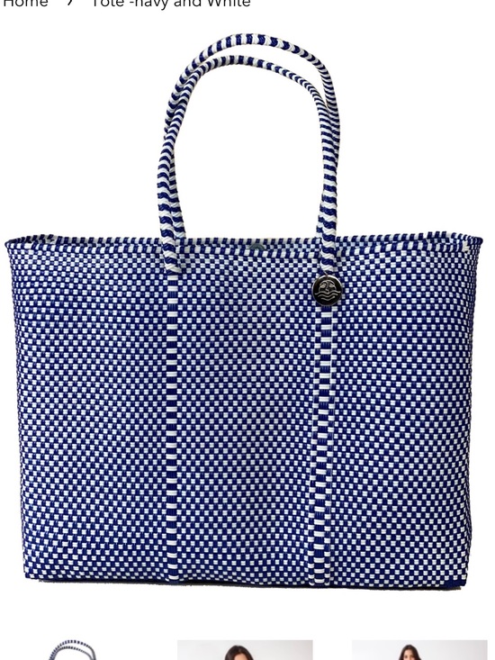 Canela Handbags - Canela Weaved Handcrafted Blue & White Weaved Tote Bag NEW